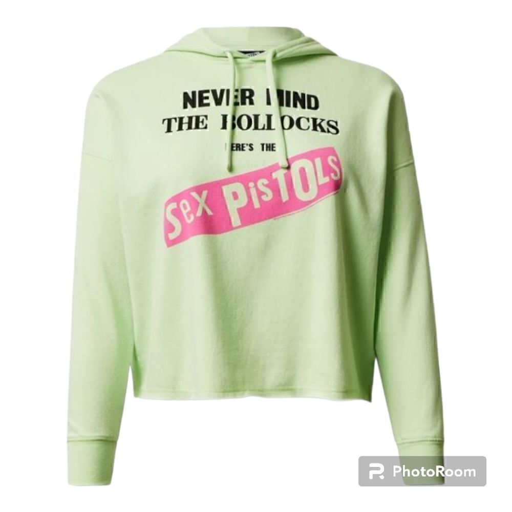 2X 18W 20W Torrid Neon Green Pink Sex Pistols Cozy Fleece Crop Hoodie Punk Music